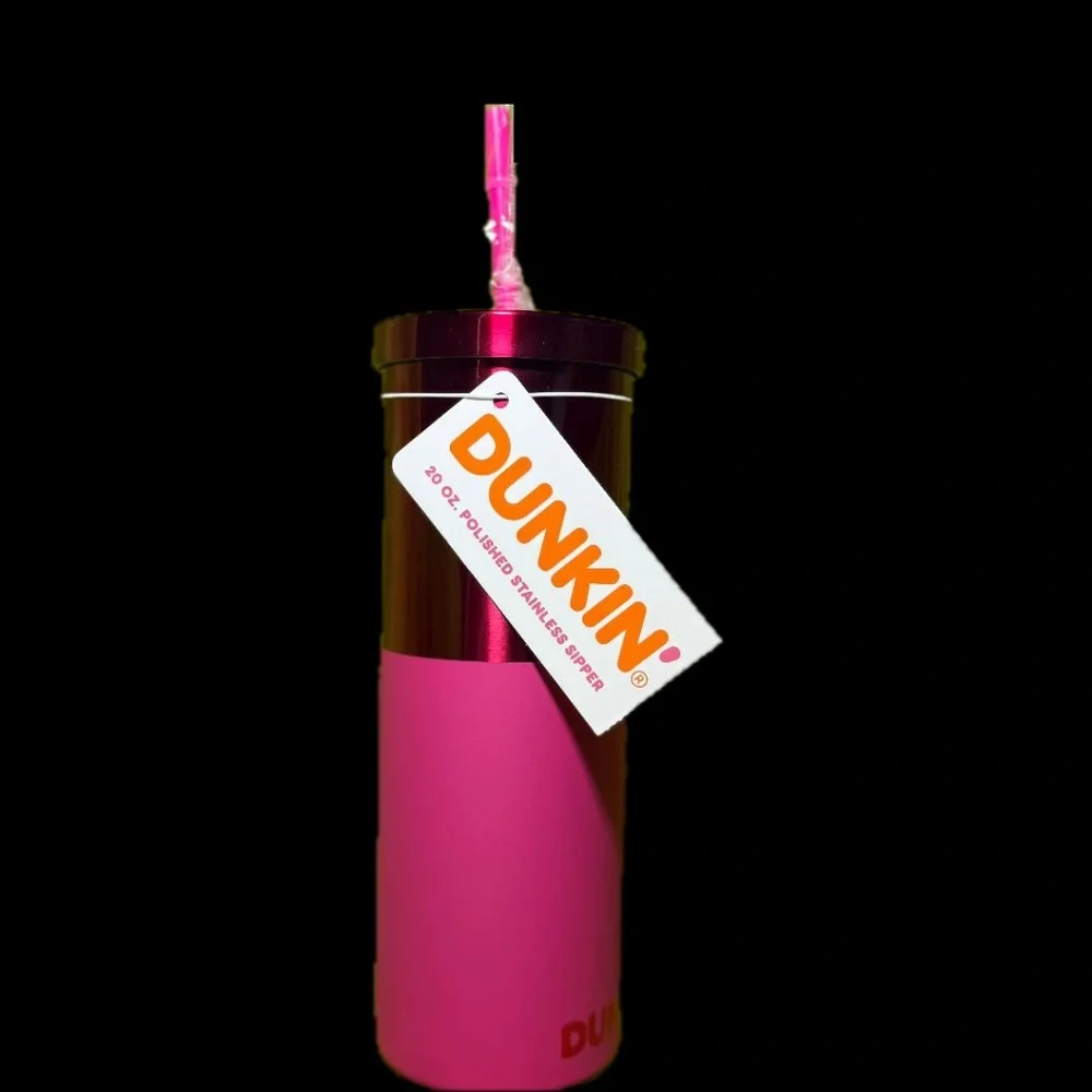 Dunkin Donuts 20oz Polished Stainless Steel Tumbler In Pink